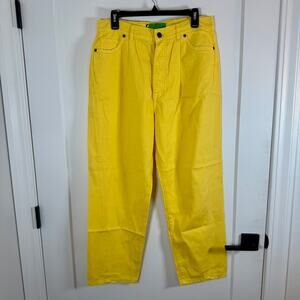Sandrine Rose “the virgin label” Yellow Pleated Straight Jeans NWOT 31